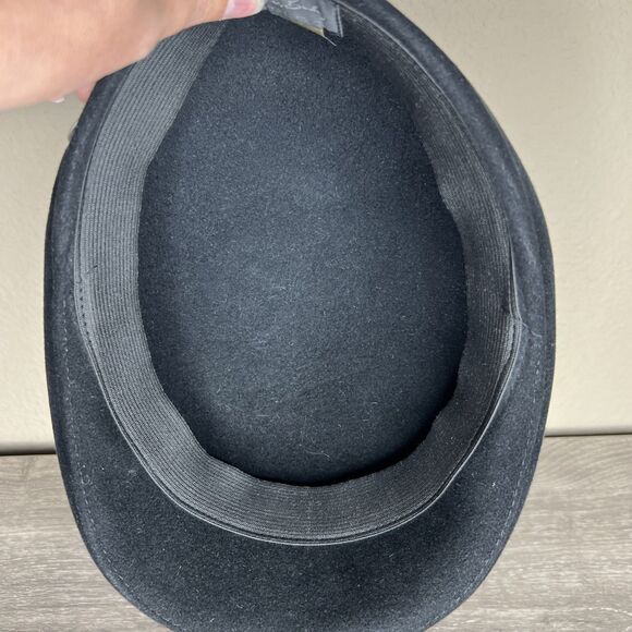 Bailey Hollywood Cabbie Newsboy Flat Hat Size Large Black Rabbit Fur - Picture 8 of 8